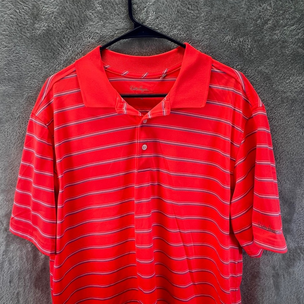 Walter Hagen Essentials‎ Mens XL Orange Striped Short Sleeve Golf Polo Gorpcore